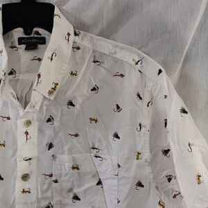 Eddie Bauer Shirt Mens Large Classic Fit Fly Fishing Casual Button Short Sleeve